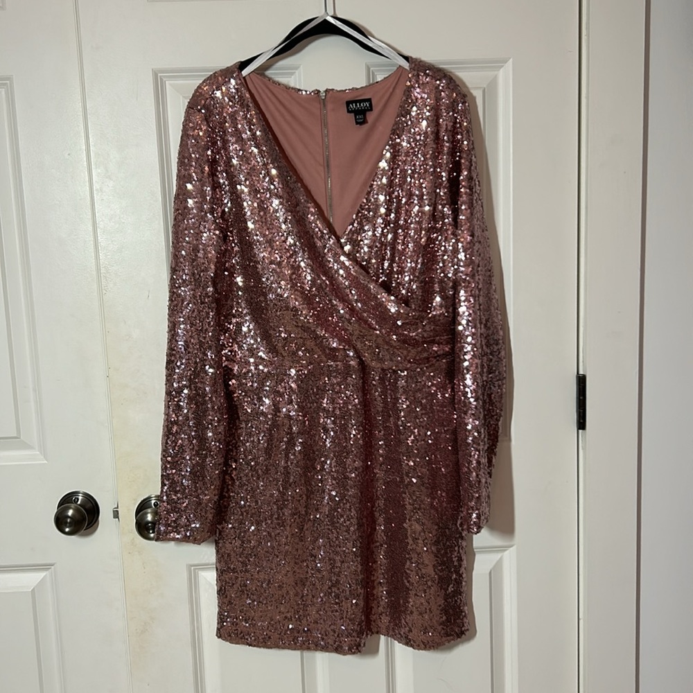 Arianne Rose Gold Sequin Wrap Mini Dress